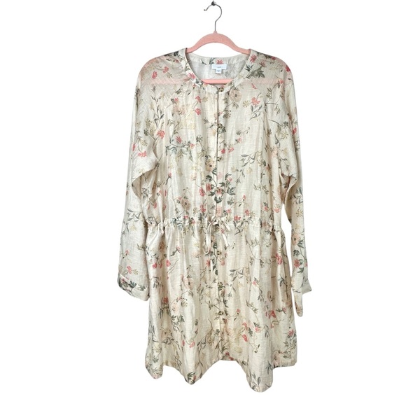 Floral Duster Cardigan Linen Blend Sheer Jacket Lightweight Layer XL J. Jill - Picture 3 of 10